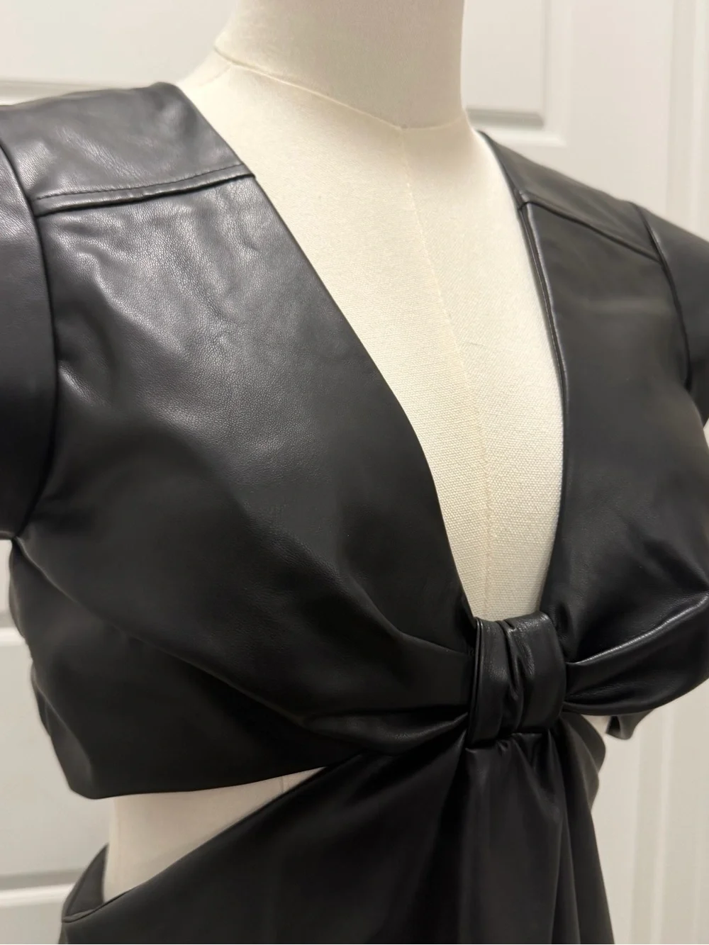 Jason Wu Black Faux Leather Mini Dress NWT - Picture 8 of 9